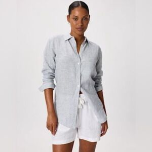 Quince long sleeve linen shirt in color mist